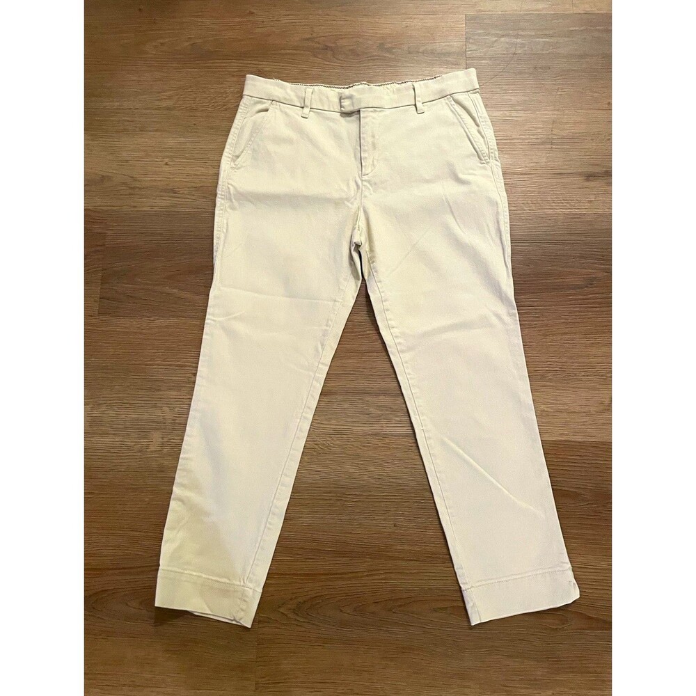 GAP Women’s Beige Solid Chino Pants Flat Front Pockets Button Zip Closure